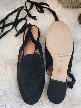 SIGERSON MORRISON LACE UP SUEDE LEATHER SQUARE TOE BLACK SHOES NWOT SIZE 7.5